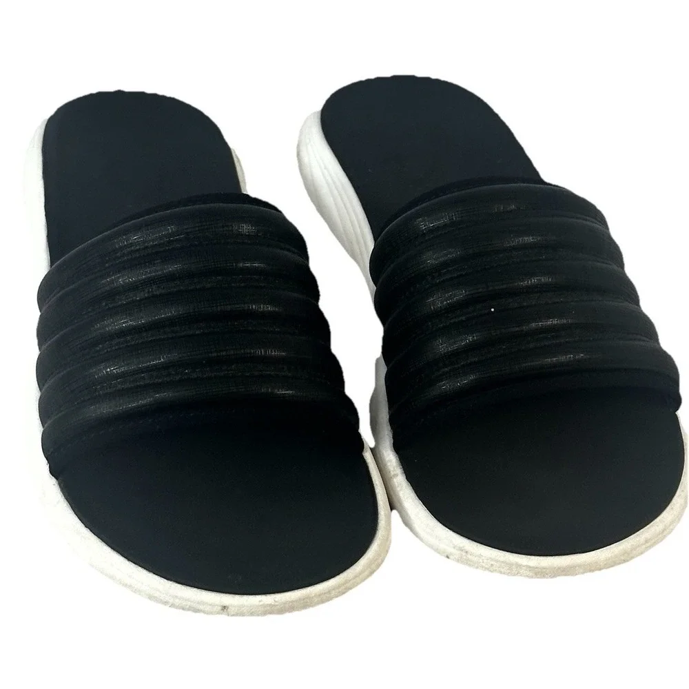 Olukai KOMO Slide Comfort‎ Sandal Black/ White Men Sz 10